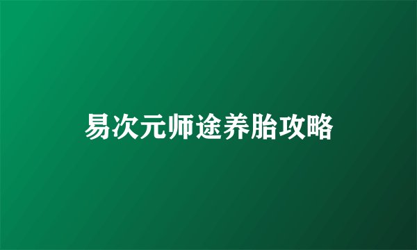易次元师途养胎攻略