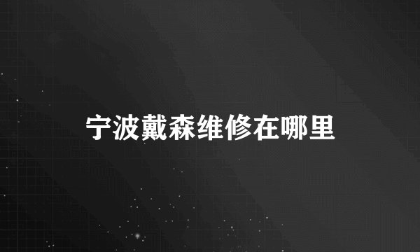宁波戴森维修在哪里