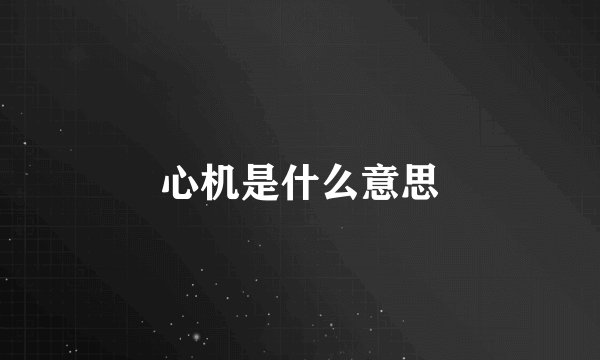 心机是什么意思