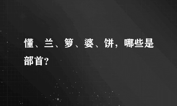 懂、兰、箩、婆、饼，哪些是部首？