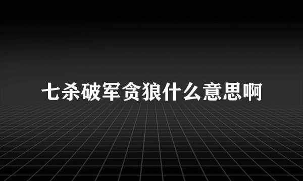 七杀破军贪狼什么意思啊