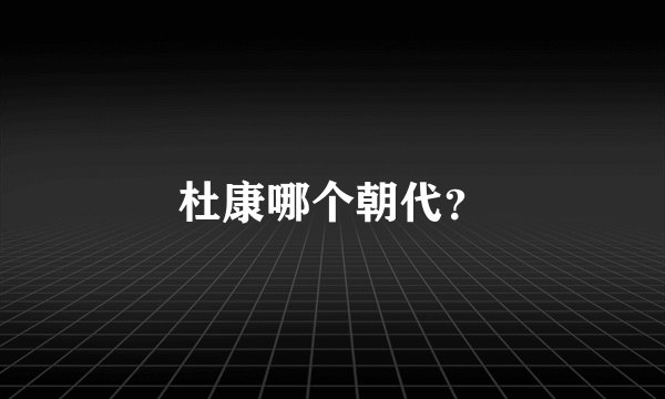 杜康哪个朝代？