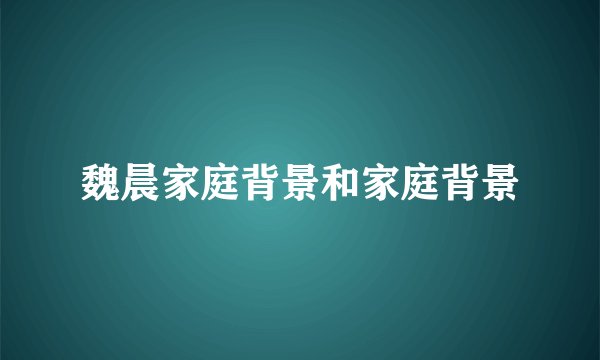 魏晨家庭背景和家庭背景
