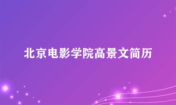 北京电影学院高景文简历