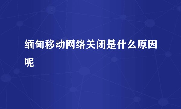 缅甸移动网络关闭是什么原因呢