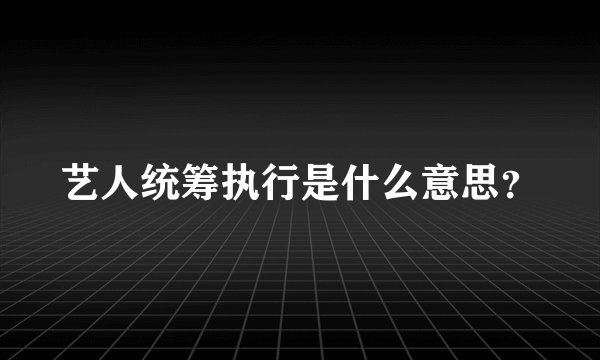 艺人统筹执行是什么意思？