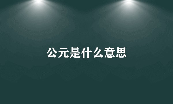 公元是什么意思