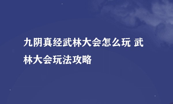 九阴真经武林大会怎么玩 武林大会玩法攻略