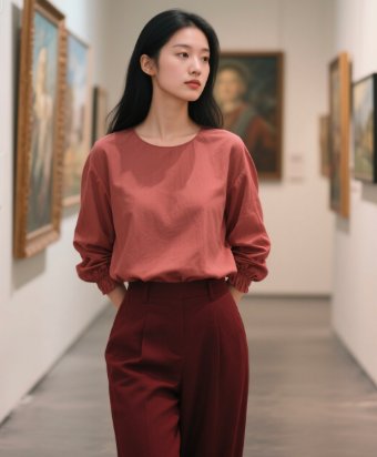 酒红色裤子配什么颜色上衣
