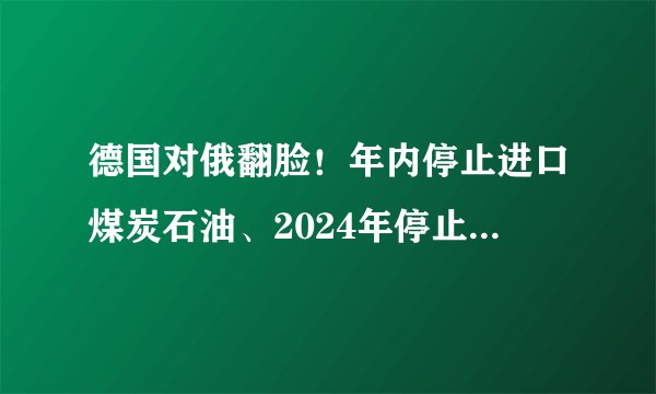 德国对俄翻脸！年内停止进口煤炭石油、2024年停止进口天然气