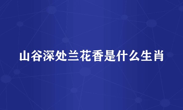 山谷深处兰花香是什么生肖