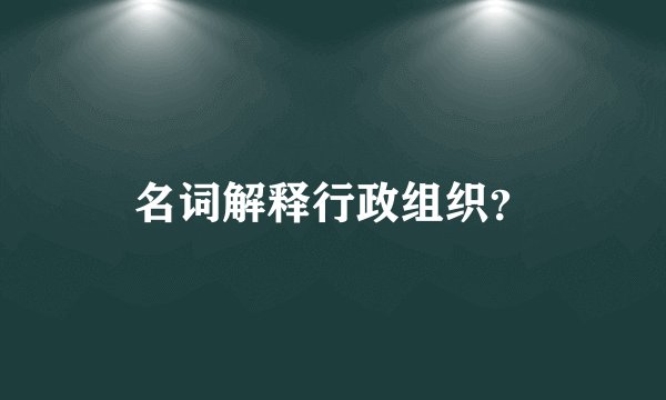 名词解释行政组织？