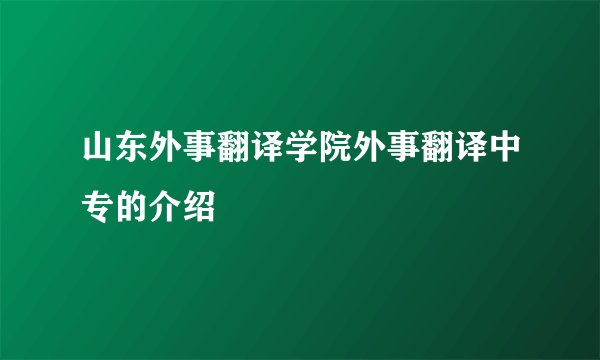 山东外事翻译学院外事翻译中专的介绍