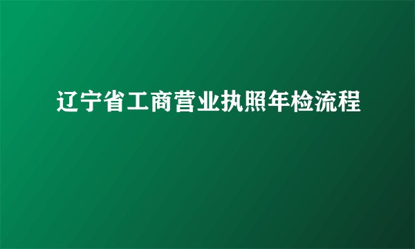 辽宁省工商营业执照年检流程