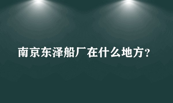 南京东泽船厂在什么地方？