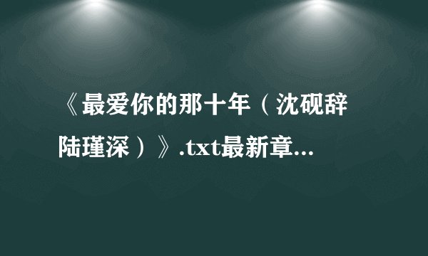 《最爱你的那十年（沈砚辞 陆瑾深）》.txt最新章节/全集txt免费下载