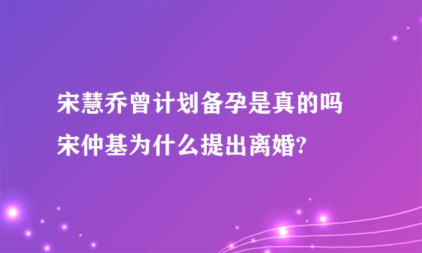 宋慧乔曾计划备孕是真的吗 宋仲基为什么提出离婚?