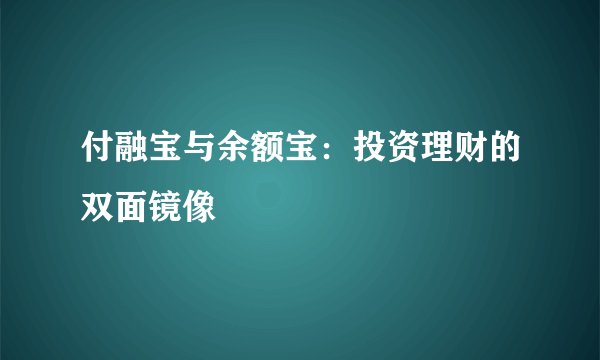 付融宝与余额宝：投资理财的双面镜像