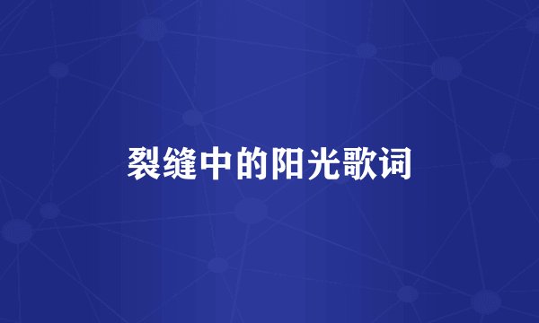 裂缝中的阳光歌词