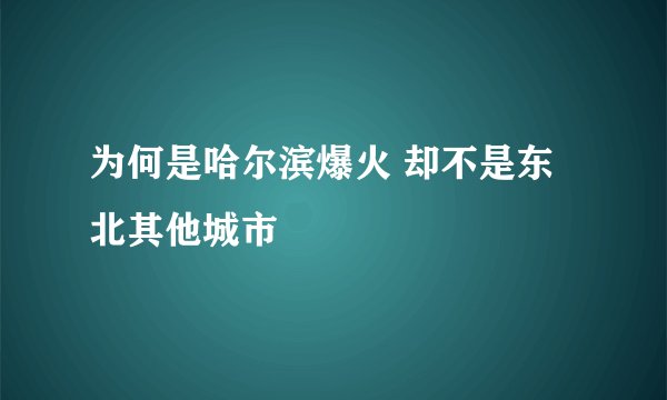为何是哈尔滨爆火 却不是东北其他城市