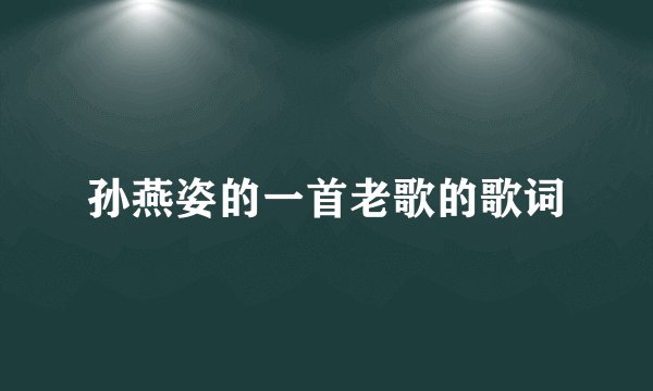 孙燕姿的一首老歌的歌词