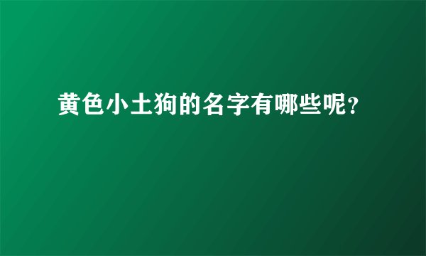黄色小土狗的名字有哪些呢？