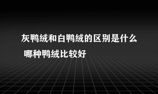 灰鸭绒和白鸭绒的区别是什么 哪种鸭绒比较好