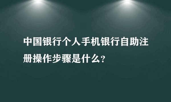 中国银行个人手机银行自助注册操作步骤是什么？
