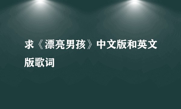求《漂亮男孩》中文版和英文版歌词
