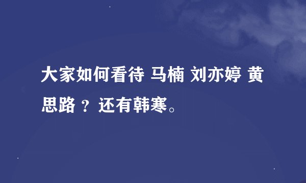 大家如何看待 马楠 刘亦婷 黄思路 ？还有韩寒。