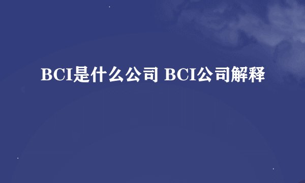 BCI是什么公司 BCI公司解释
