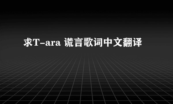 求T-ara 谎言歌词中文翻译