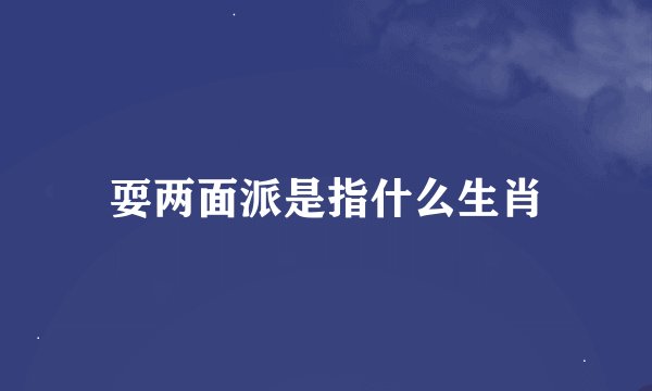 耍两面派是指什么生肖