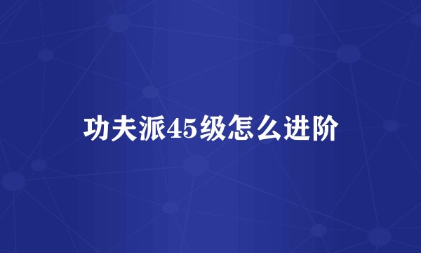 功夫派45级怎么进阶