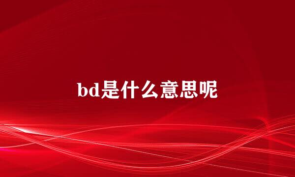 bd是什么意思呢