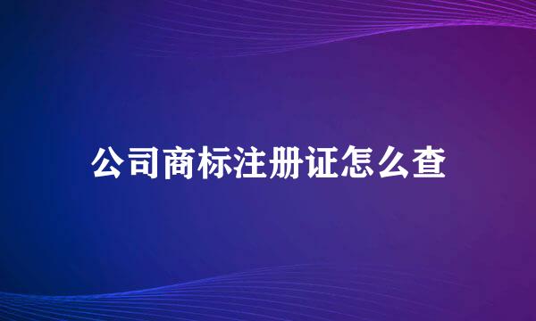 公司商标注册证怎么查