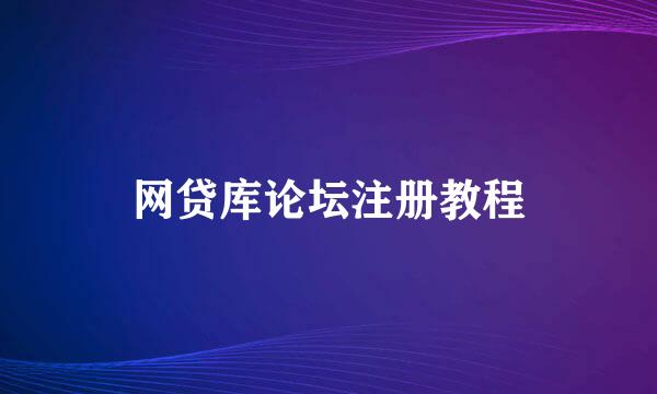 网贷库论坛注册教程