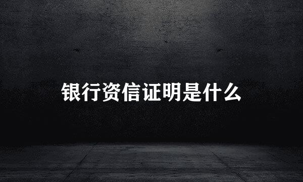 银行资信证明是什么