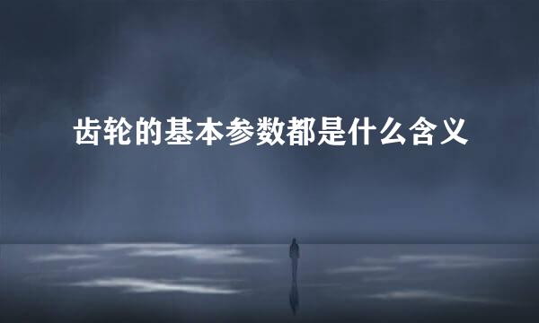 齿轮的基本参数都是什么含义