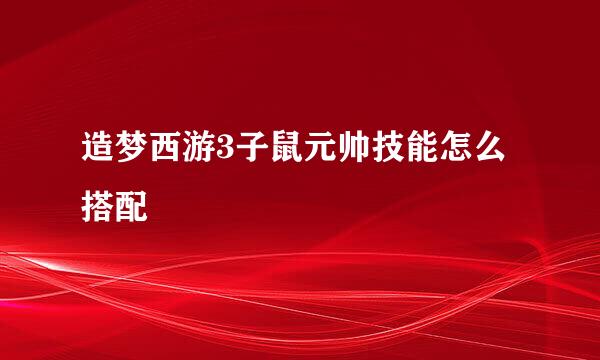 造梦西游3子鼠元帅技能怎么搭配