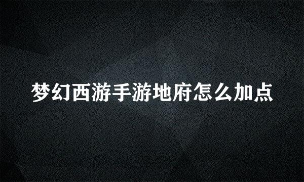 梦幻西游手游地府怎么加点