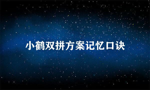 小鹤双拼方案记忆口诀