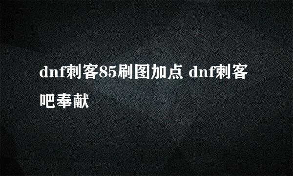 dnf刺客85刷图加点 dnf刺客吧奉献