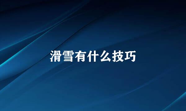 滑雪有什么技巧