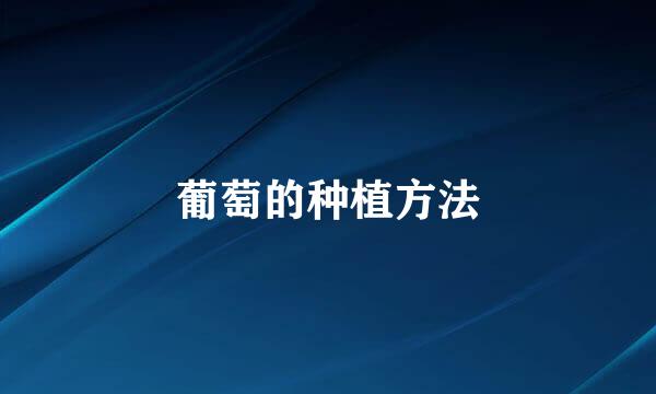 葡萄的种植方法