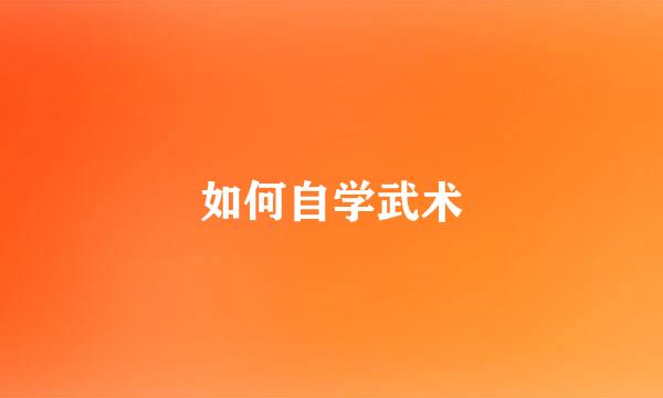 如何自学武术