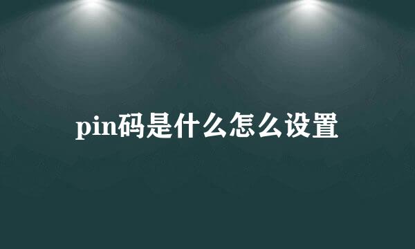 pin码是什么怎么设置