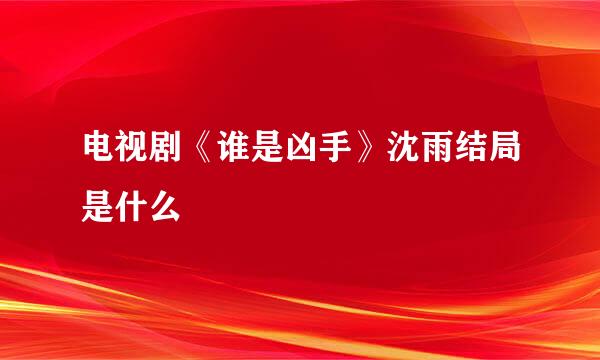 电视剧《谁是凶手》沈雨结局是什么