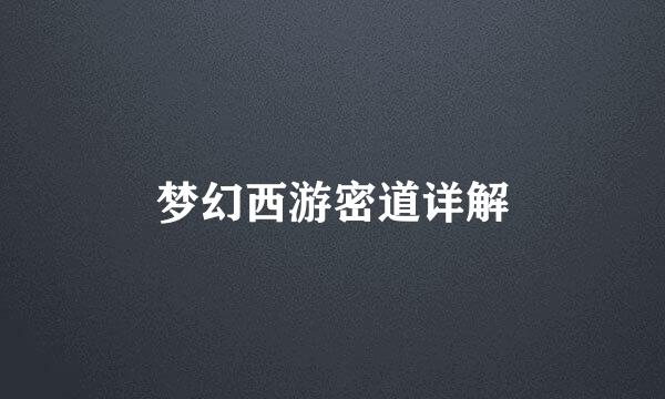 梦幻西游密道详解