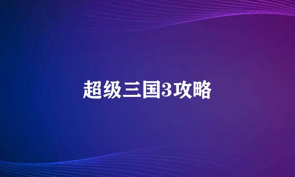 超级三国3攻略